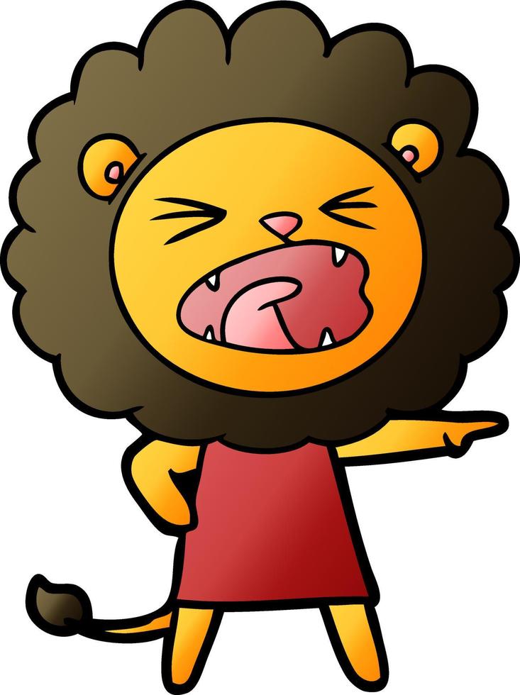 cartoon angry lion in dress vector