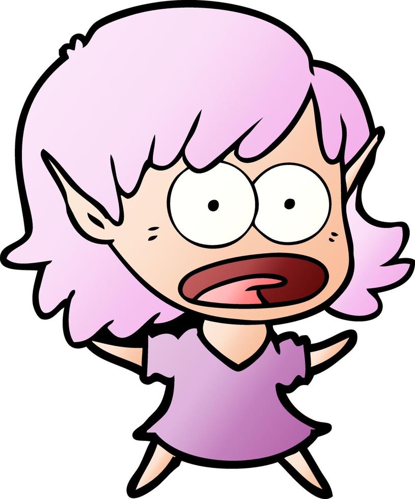 cartoon shocked elf girl vector