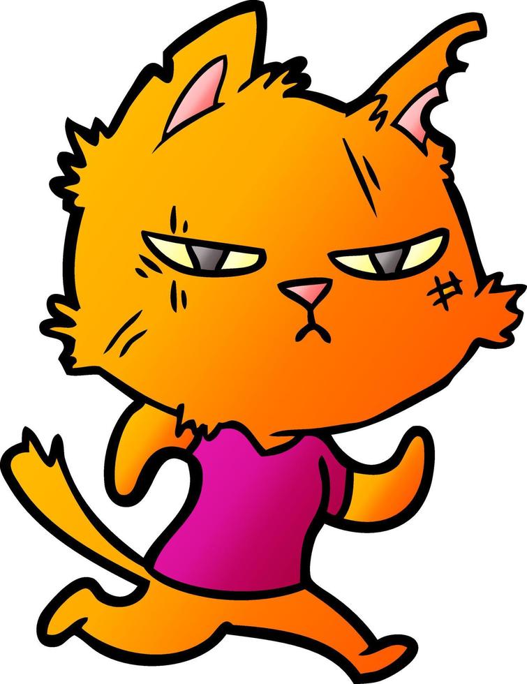 gato duro de dibujos animados corriendo vector