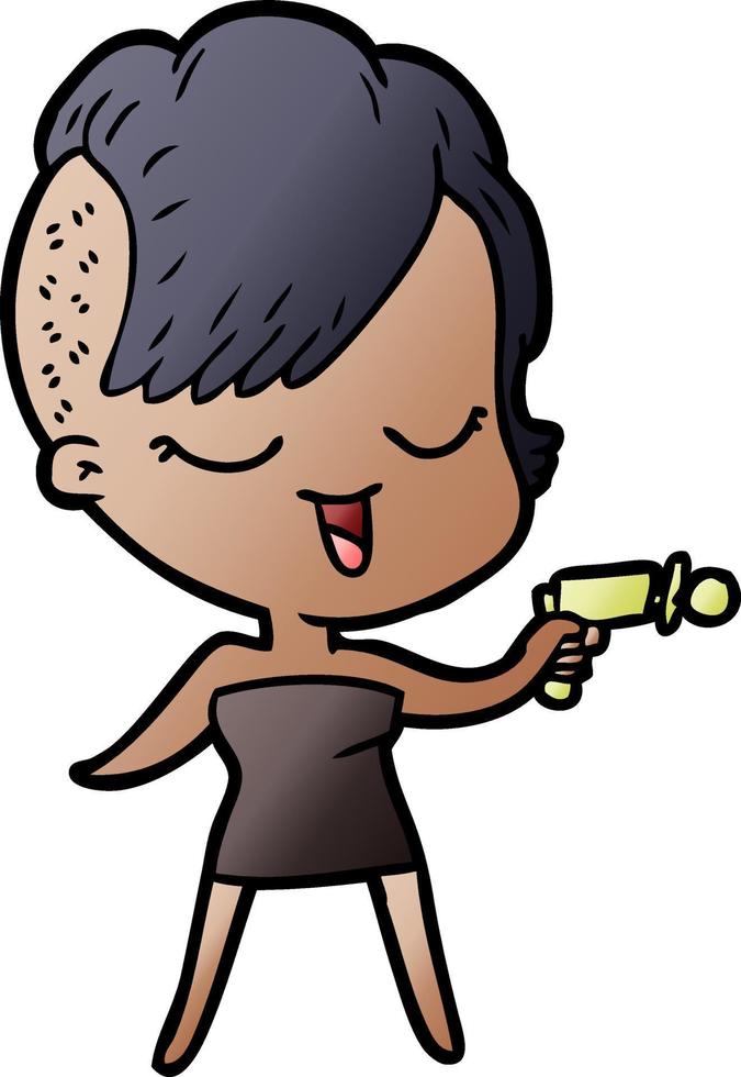 happy cartoon girl vector