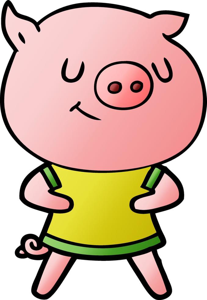 happy cartoon pig vector