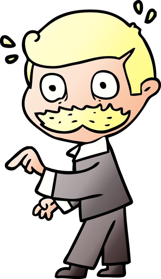 cartoon man with mustache making a point vector