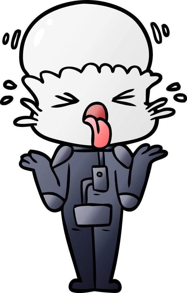 weird cartoon alien shrugging shoulders vector