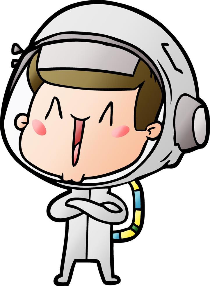 happy cartoon astronaut vector