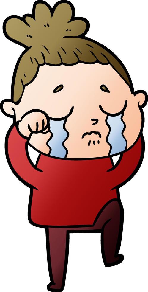 cartoon crying woman vector