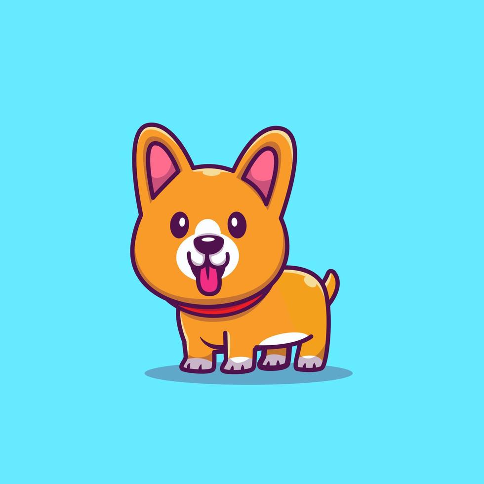 ilustración de icono de vector de dibujos animados lindo corgi sonriente. concepto de icono animal vector premium aislado. estilo de dibujos animados plana