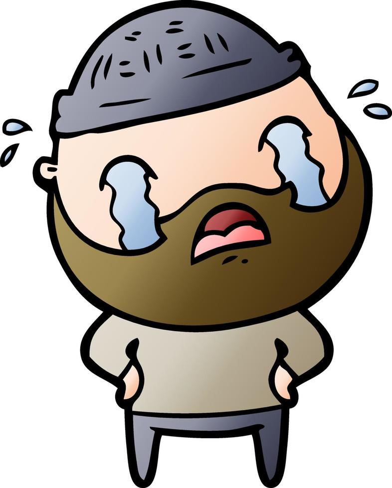 cartoon bearded man crying vector