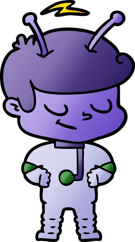 friendly cartoon spaceman vector
