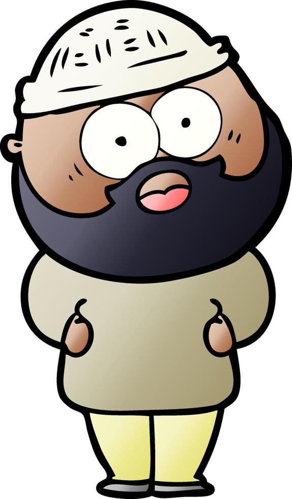 cartoon surprised bearded man vector