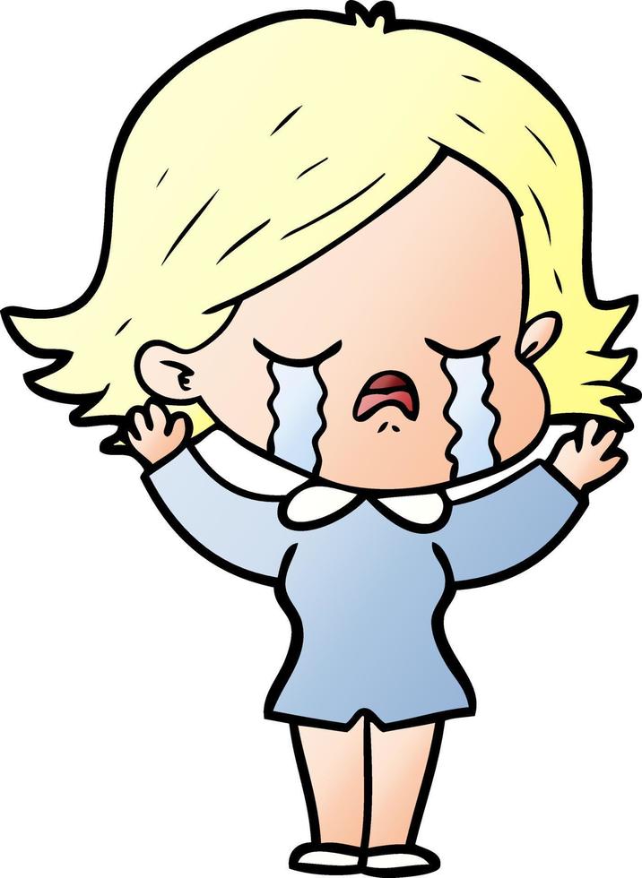 cartoon girl crying vector