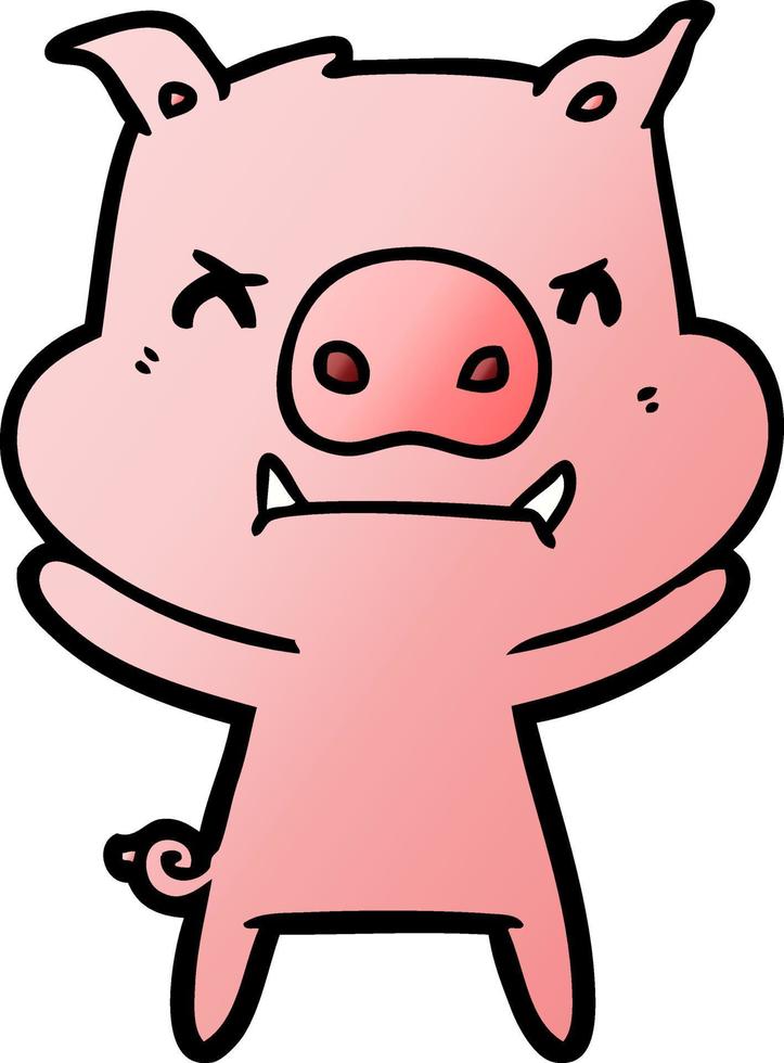 angry cartoon pig vector