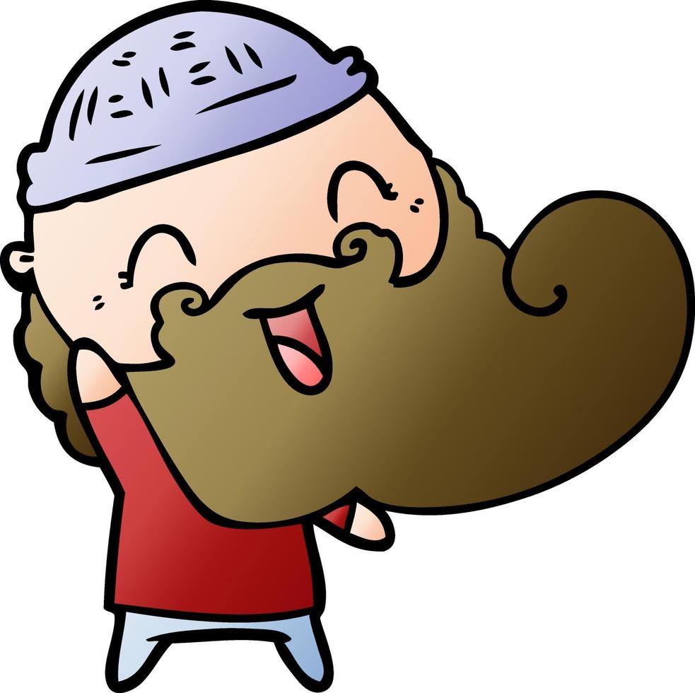 happy man with beard and winter hat vector