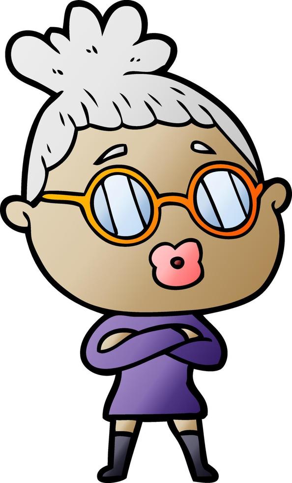 cartoon woman wearing spectacles vector