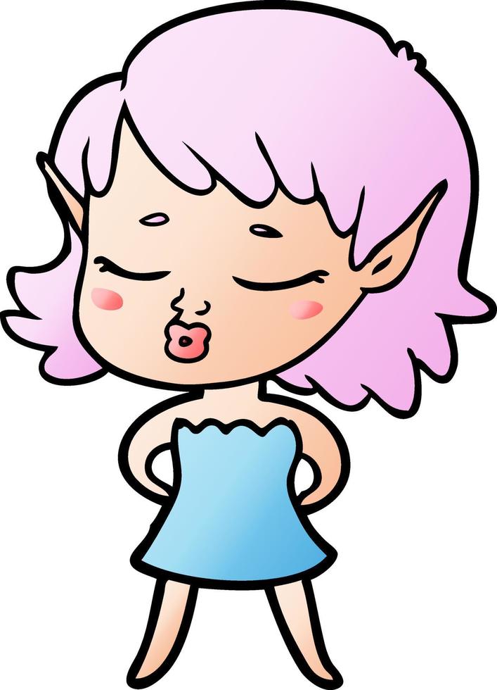 chica elfo de dibujos animados bonita vector