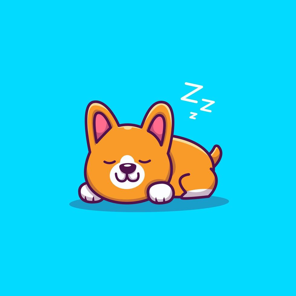 lindo corgi durmiendo dibujos animados vector icono ilustración. concepto de icono de naturaleza animal vector premium aislado. estilo de dibujos animados plana