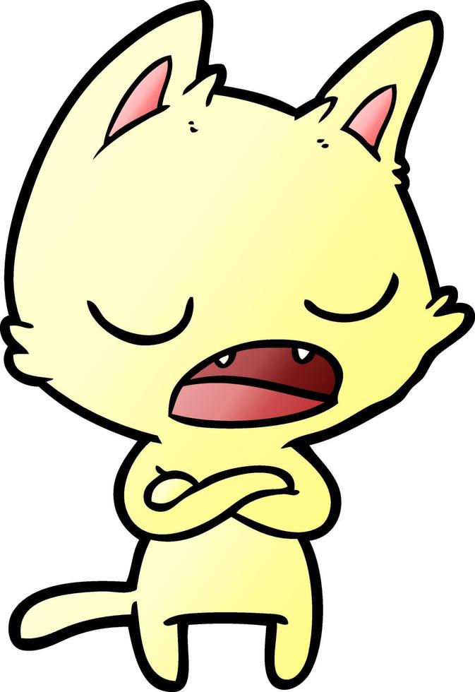 talking cat with crossed arms vector