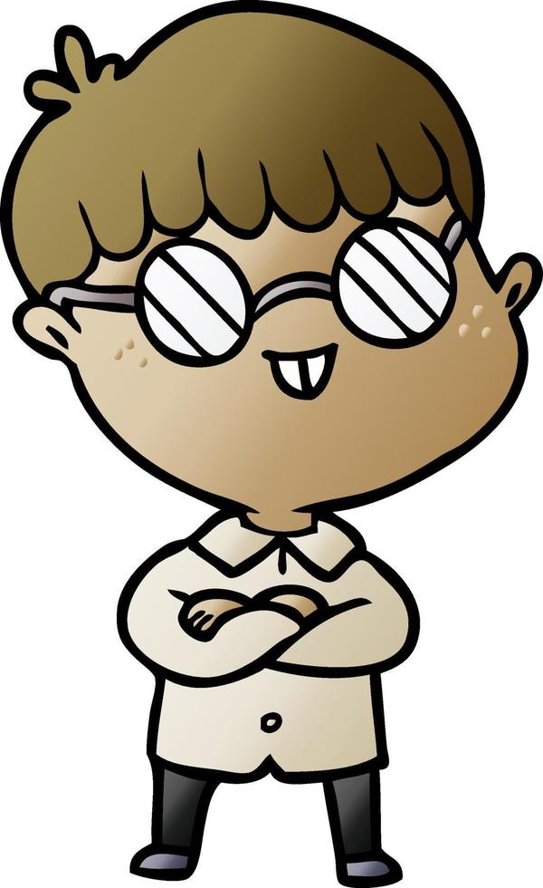 cartoon boy wearing spectacles vector