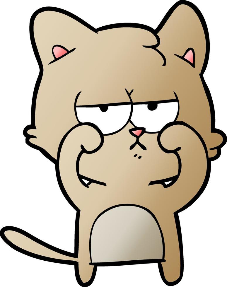 tired cartoon cat rubbing eyes vector