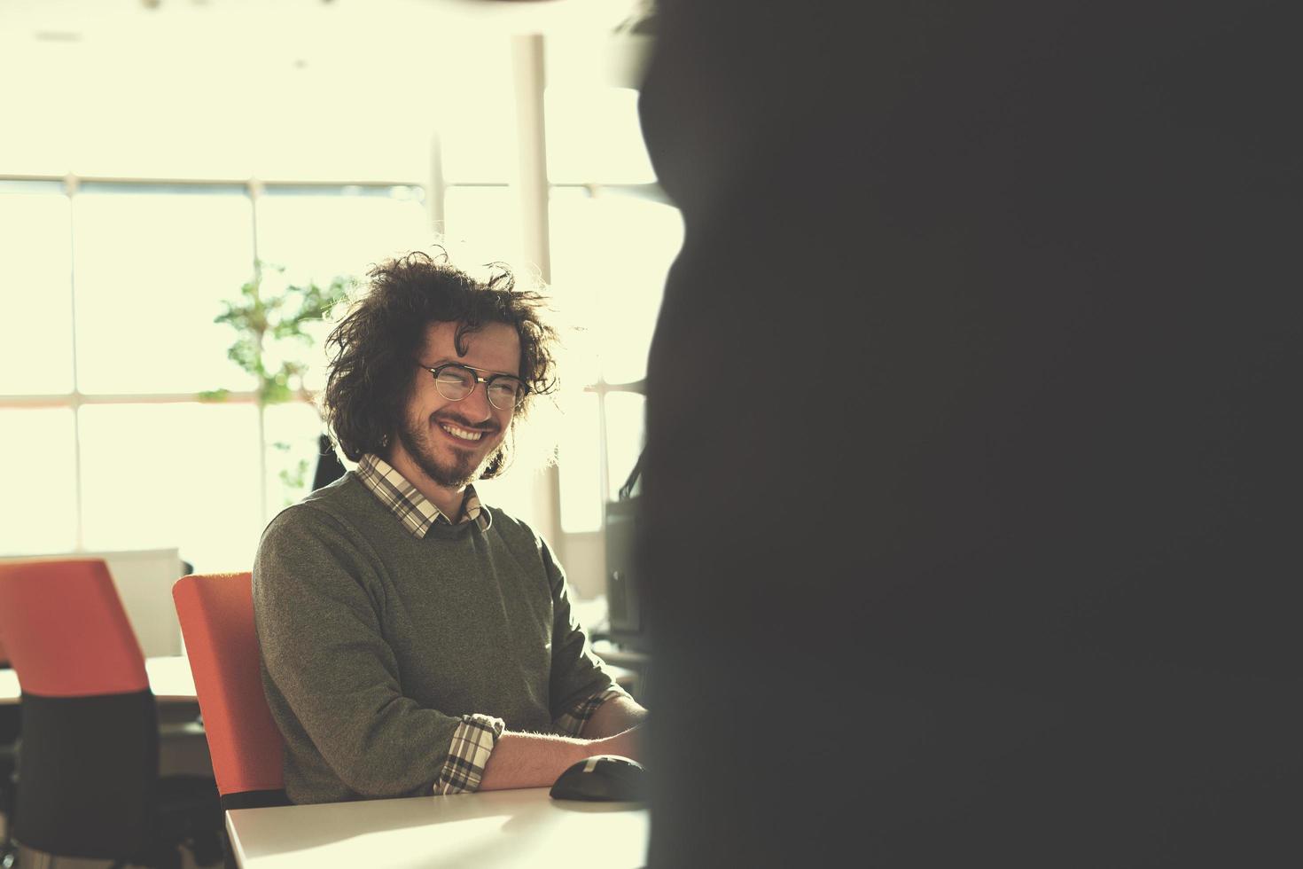 businessman working using a computer in startup office photo