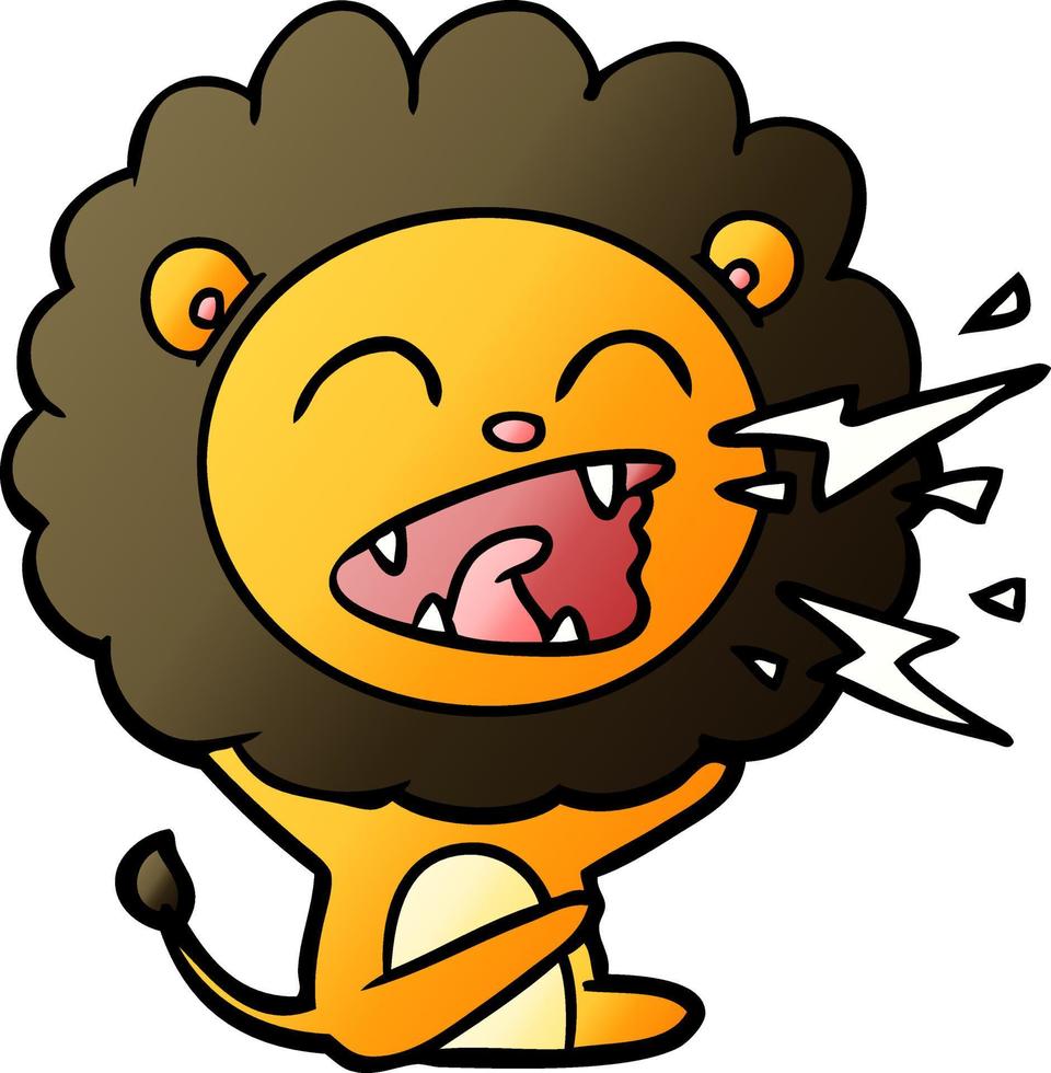 cartoon roaring lion vector