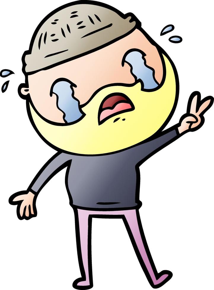 cartoon bearded man crying vector