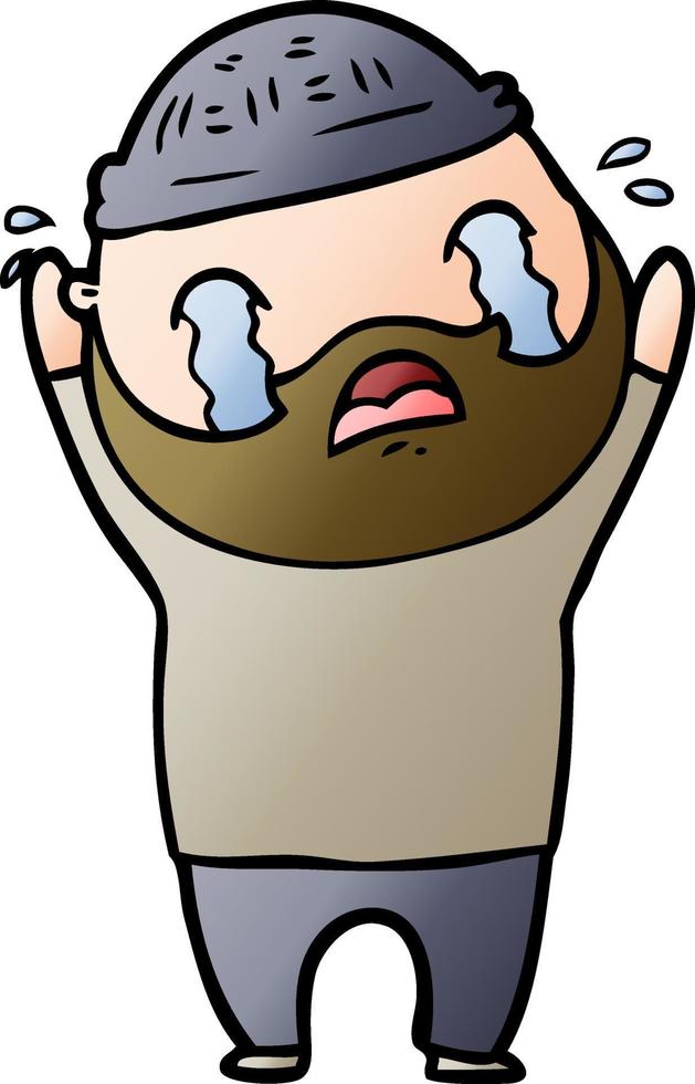 cartoon bearded man crying vector