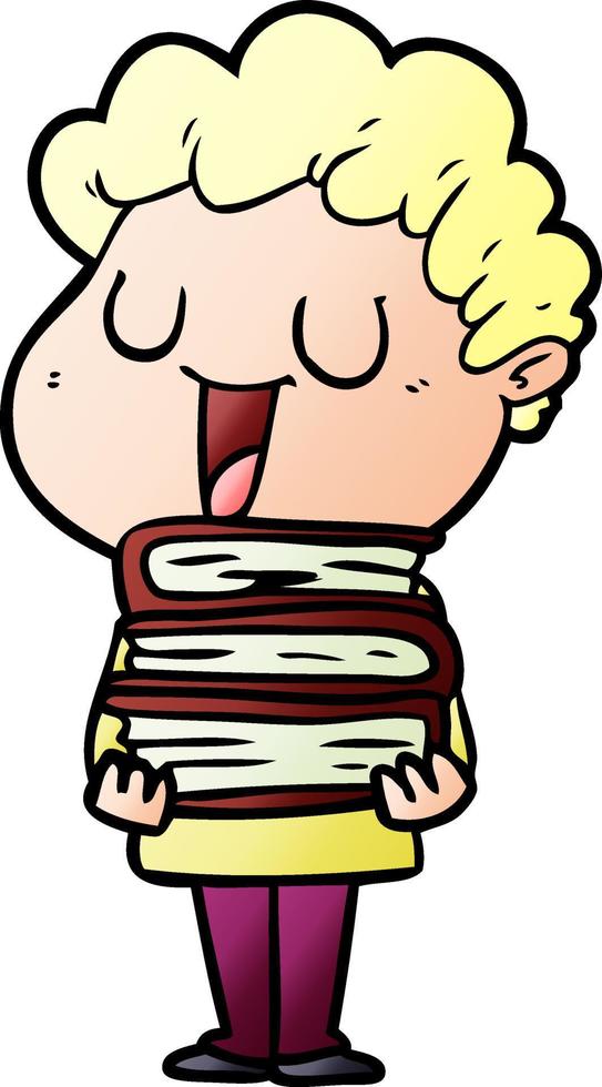 laughing cartoon man with books vector