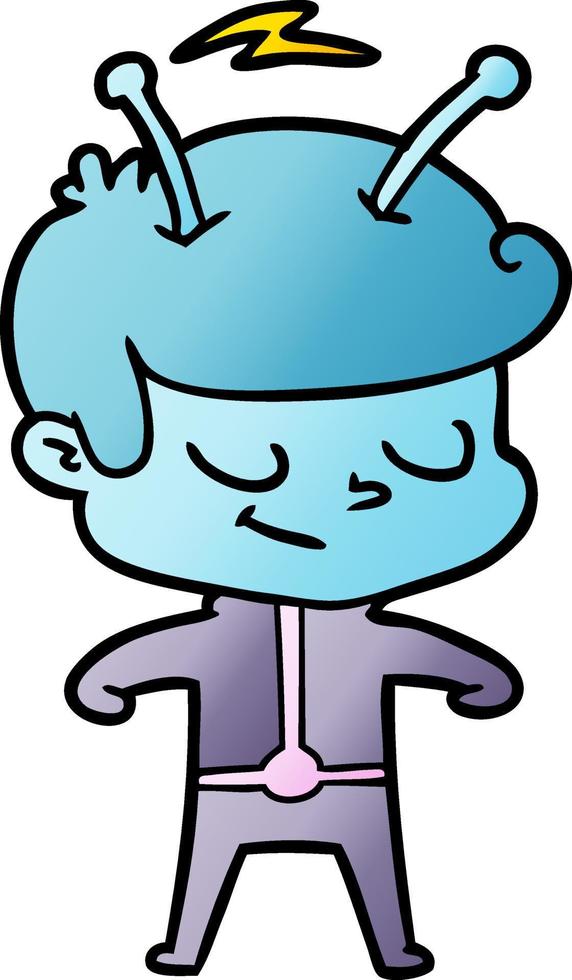friendly cartoon spaceman vector