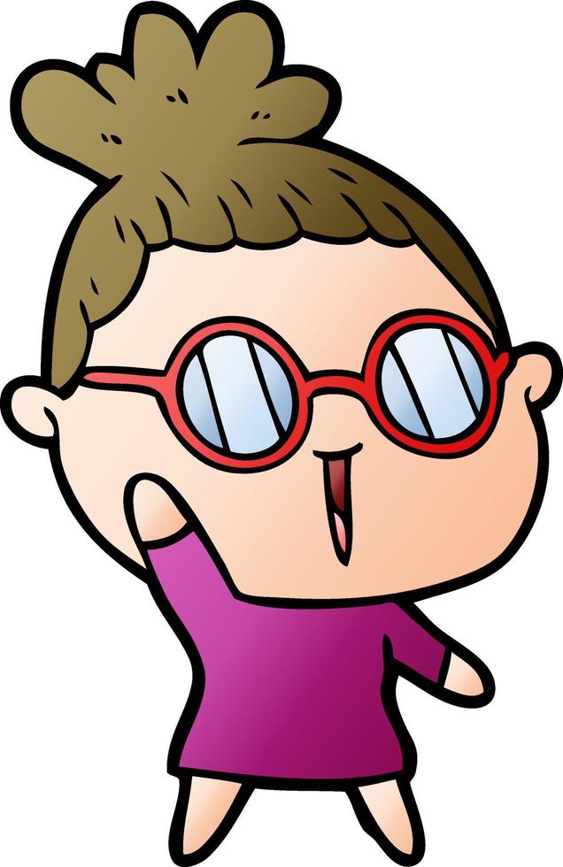 cartoon woman wearing spectacles vector