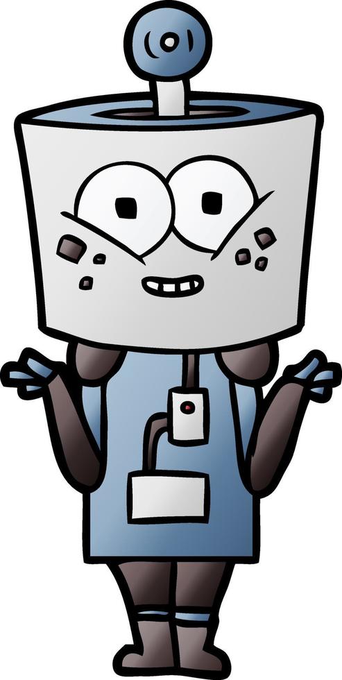 happy cartoon robot shrugging shoulders vector