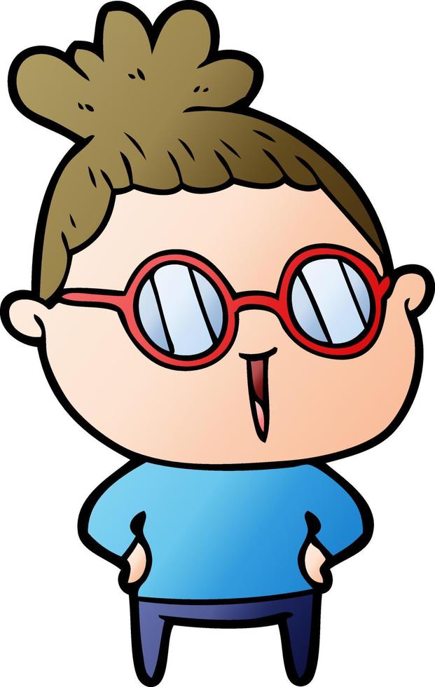 cartoon woman wearing spectacles vector