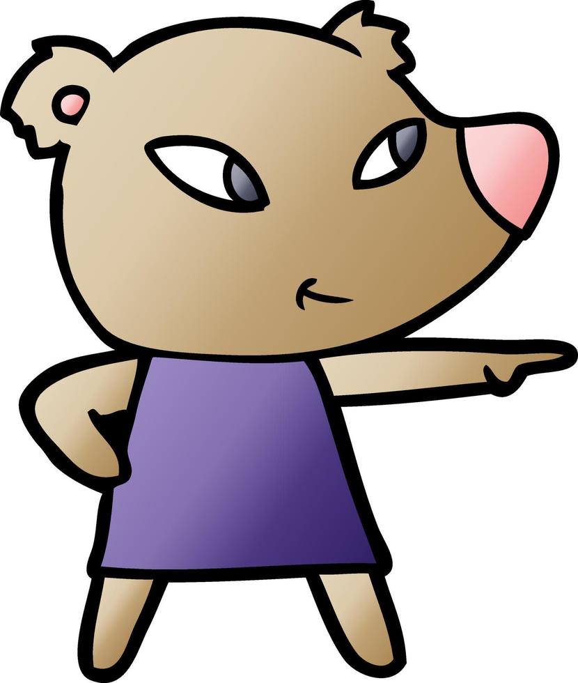 cute cartoon bear in dress vector