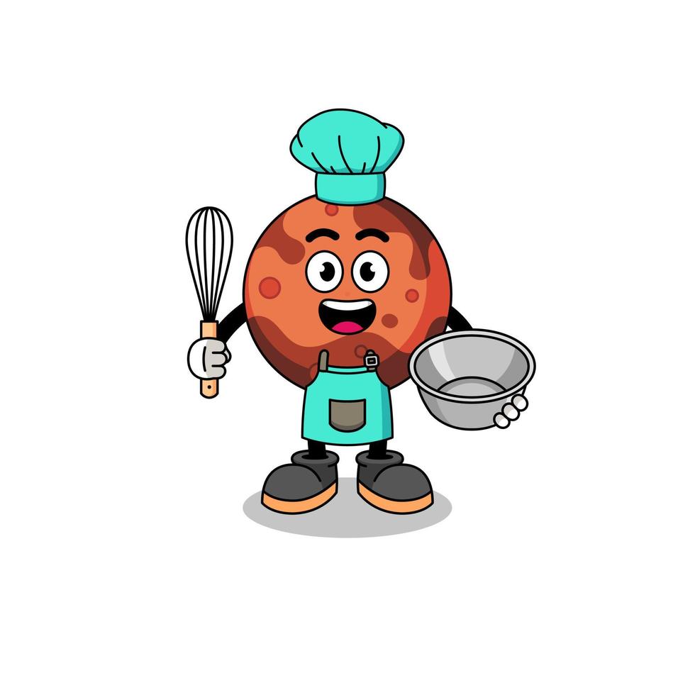 Illustration of mars planet as a bakery chef vector