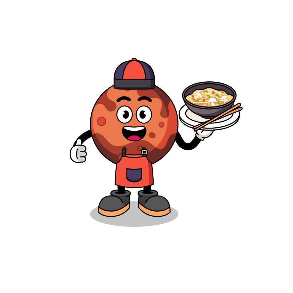 Illustration of mars planet as an asian chef vector