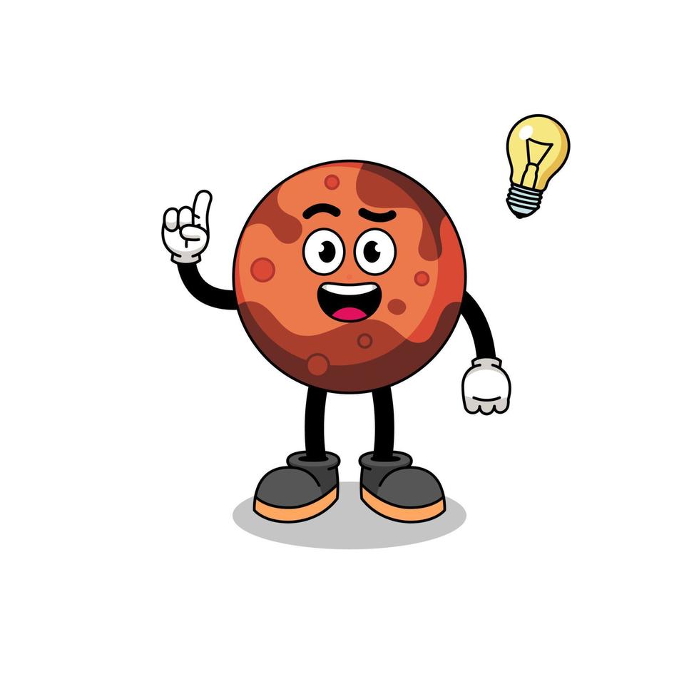 mars planet cartoon with get an idea pose vector