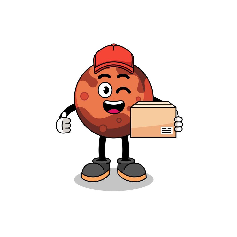 mars planet mascot cartoon as an courier vector