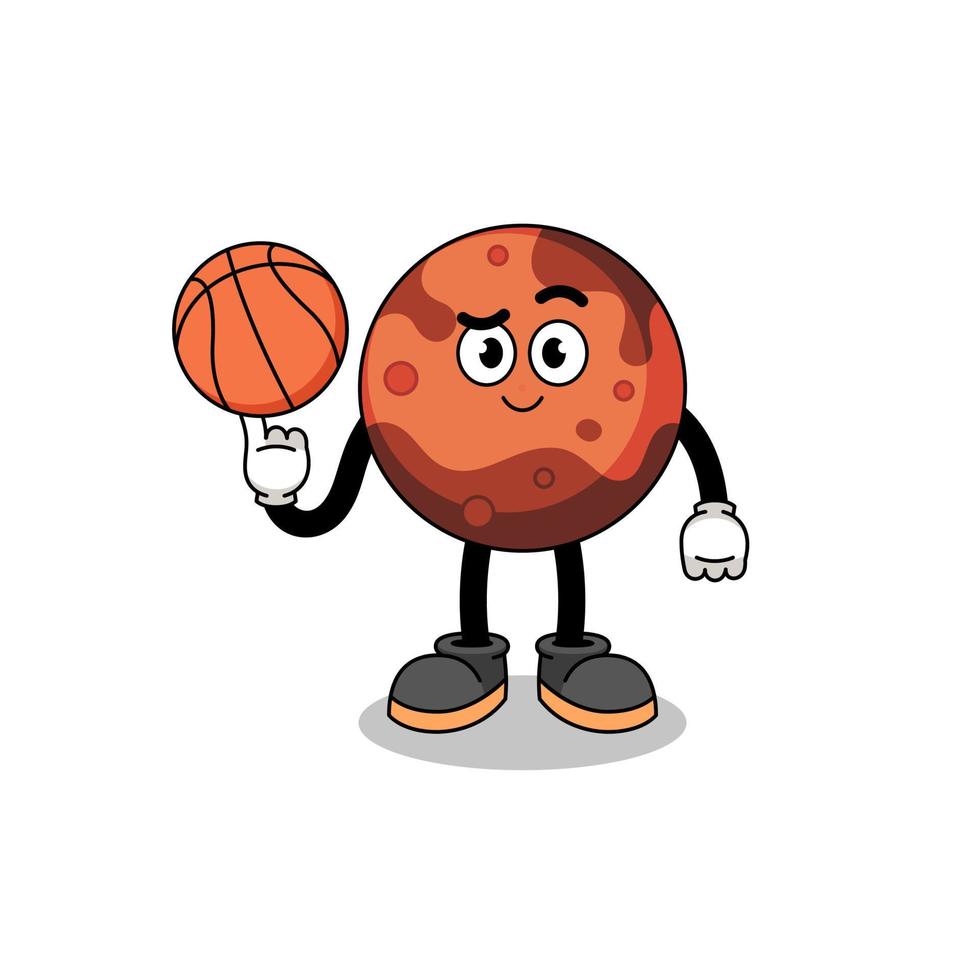 mars planet illustration as a basketball player vector