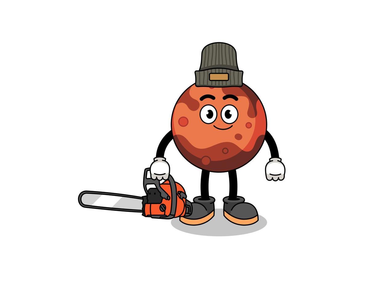 mars planet illustration cartoon as a lumberjack vector