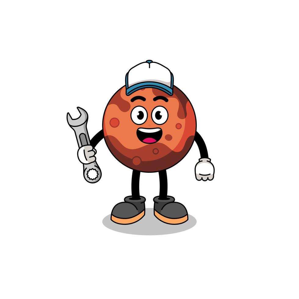 mars planet illustration cartoon as a mechanic vector