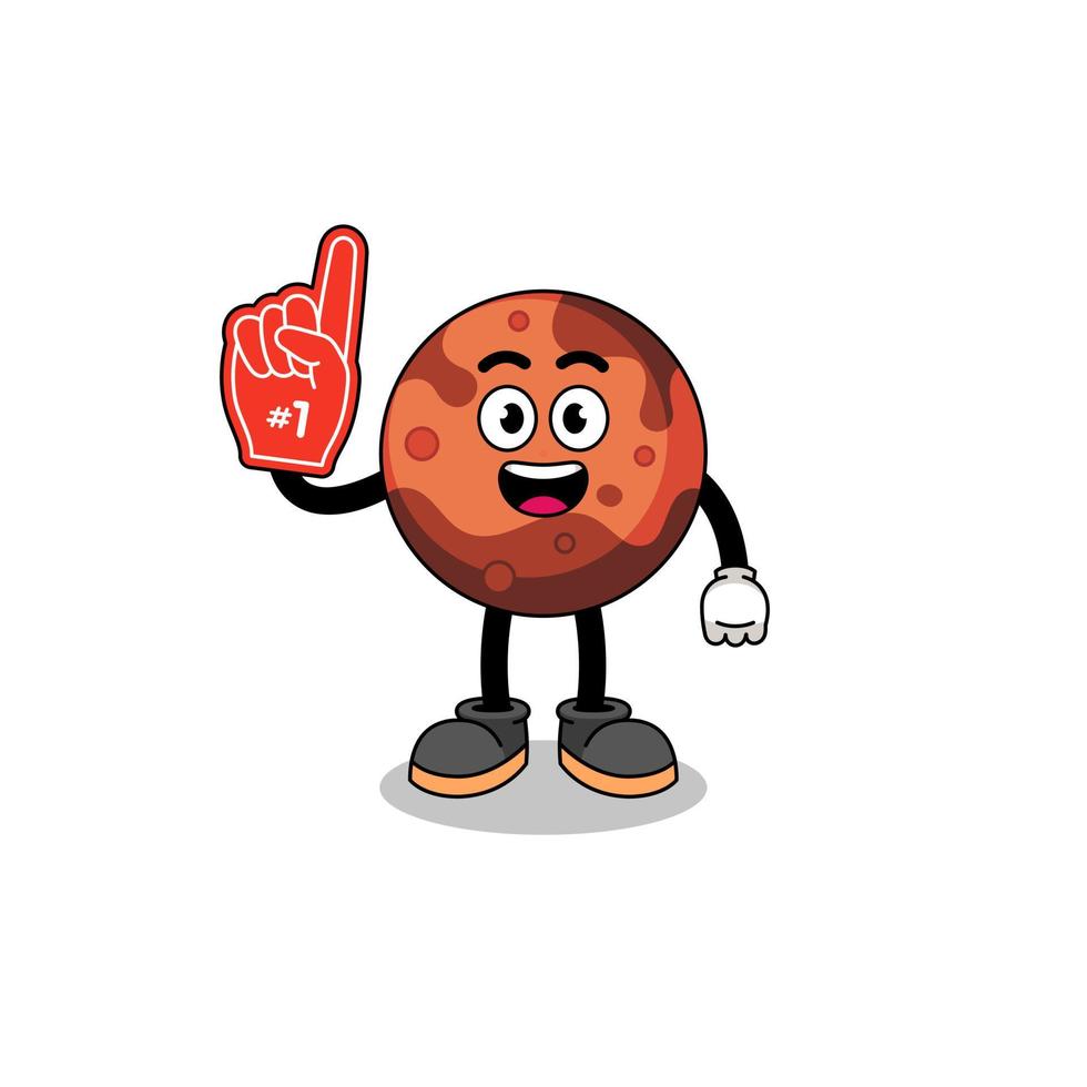 Cartoon mascot of mars planet number 1 fans vector