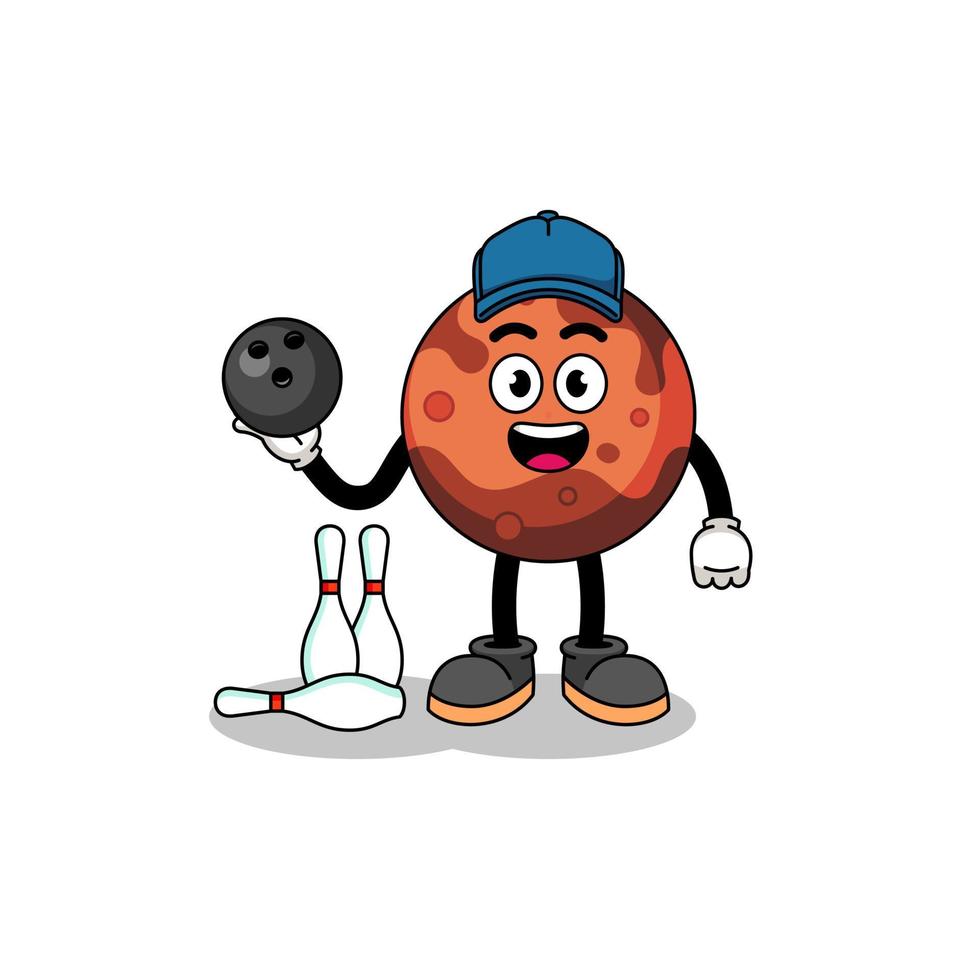 Mascot of mars planet as a bowling player vector