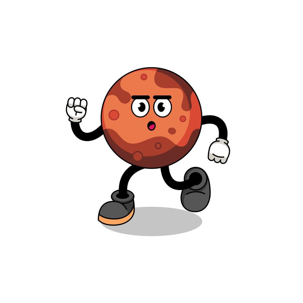 running mars planet mascot illustration vector