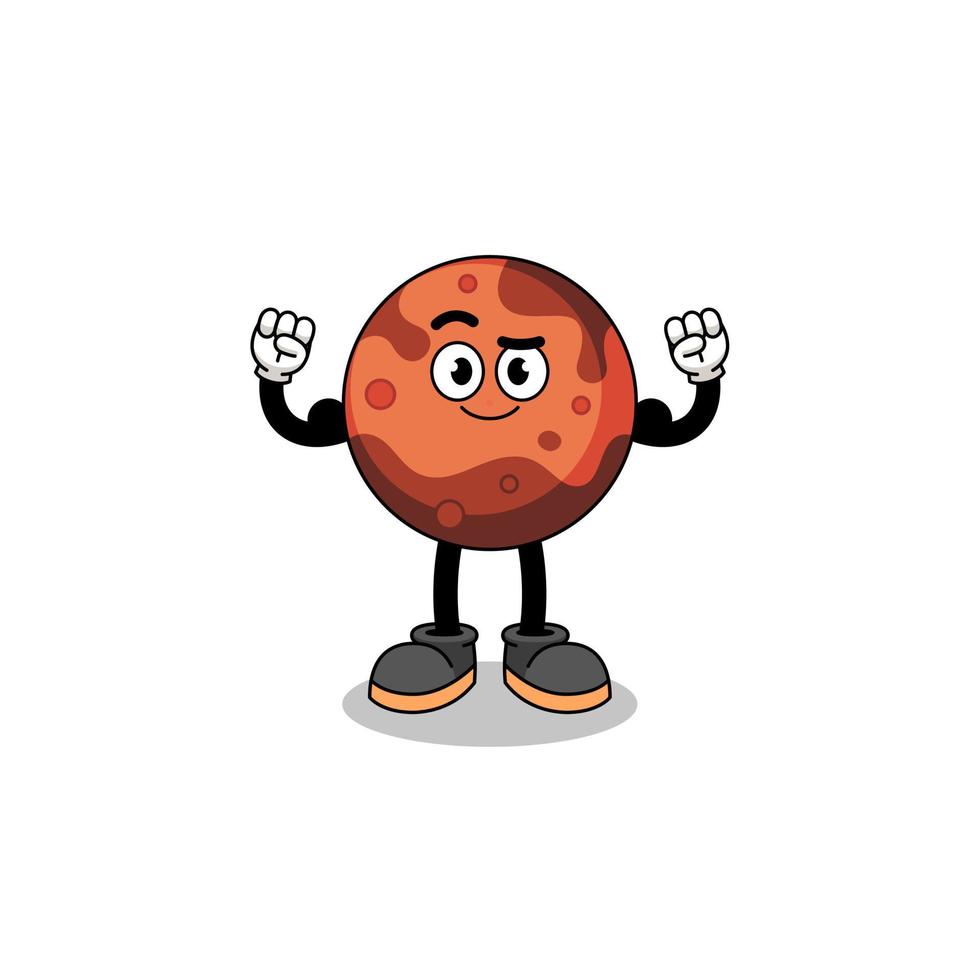 Mascot cartoon of mars planet posing with muscle vector
