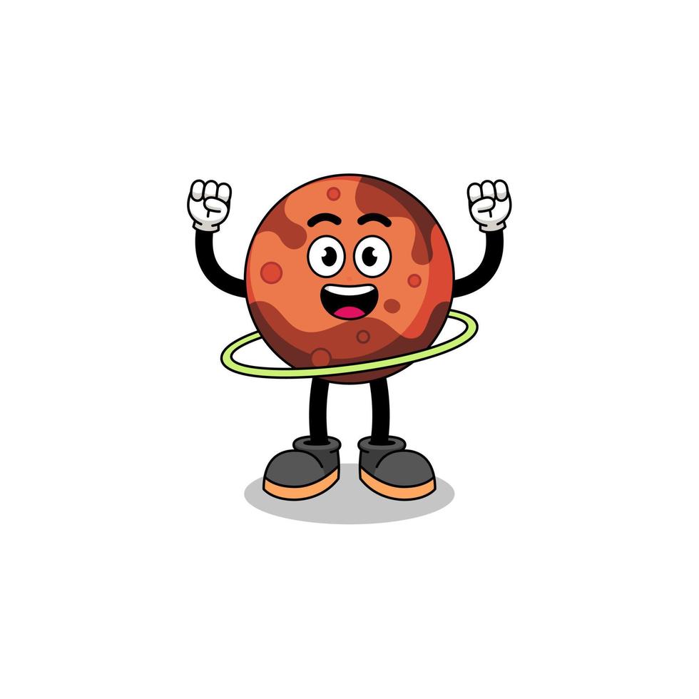 Character Illustration of mars planet playing hula hoop vector