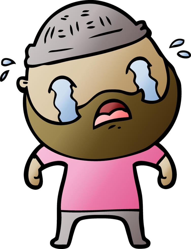 cartoon bearded man crying vector