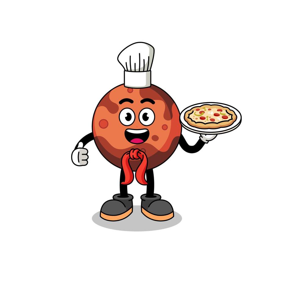 Illustration of mars planet as an italian chef vector