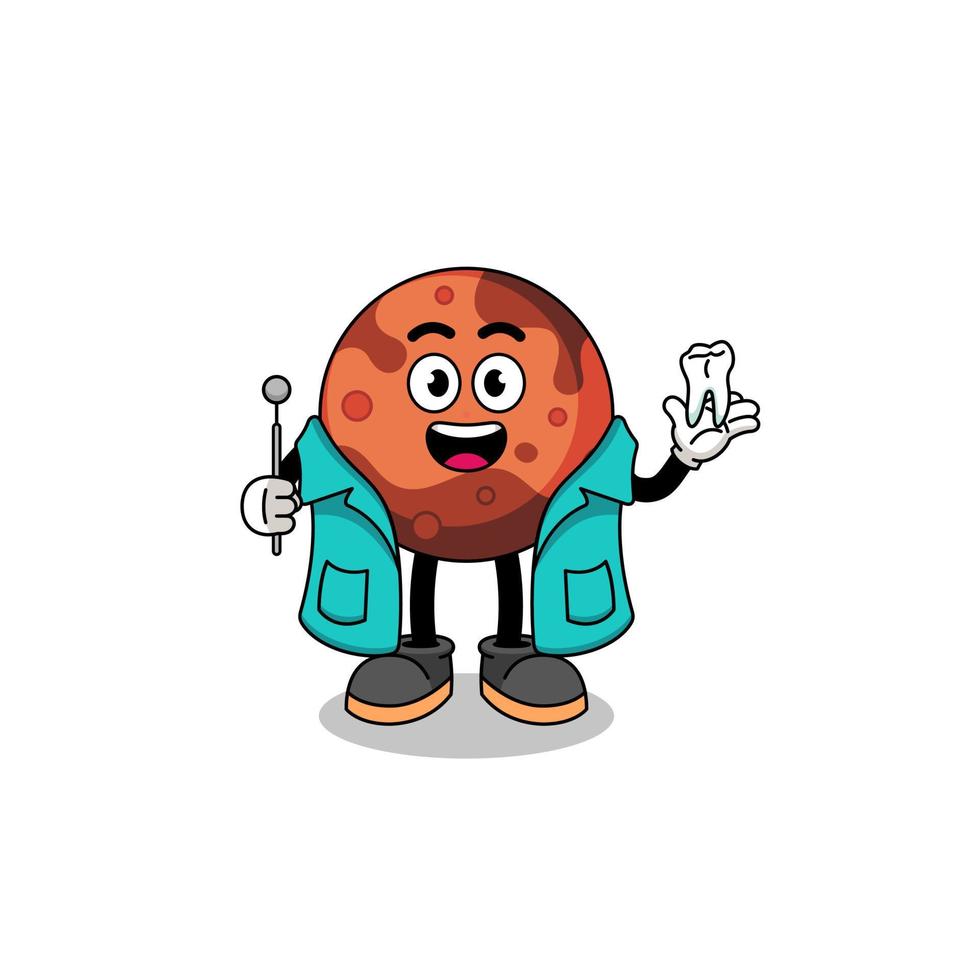 Illustration of mars planet mascot as a dentist vector