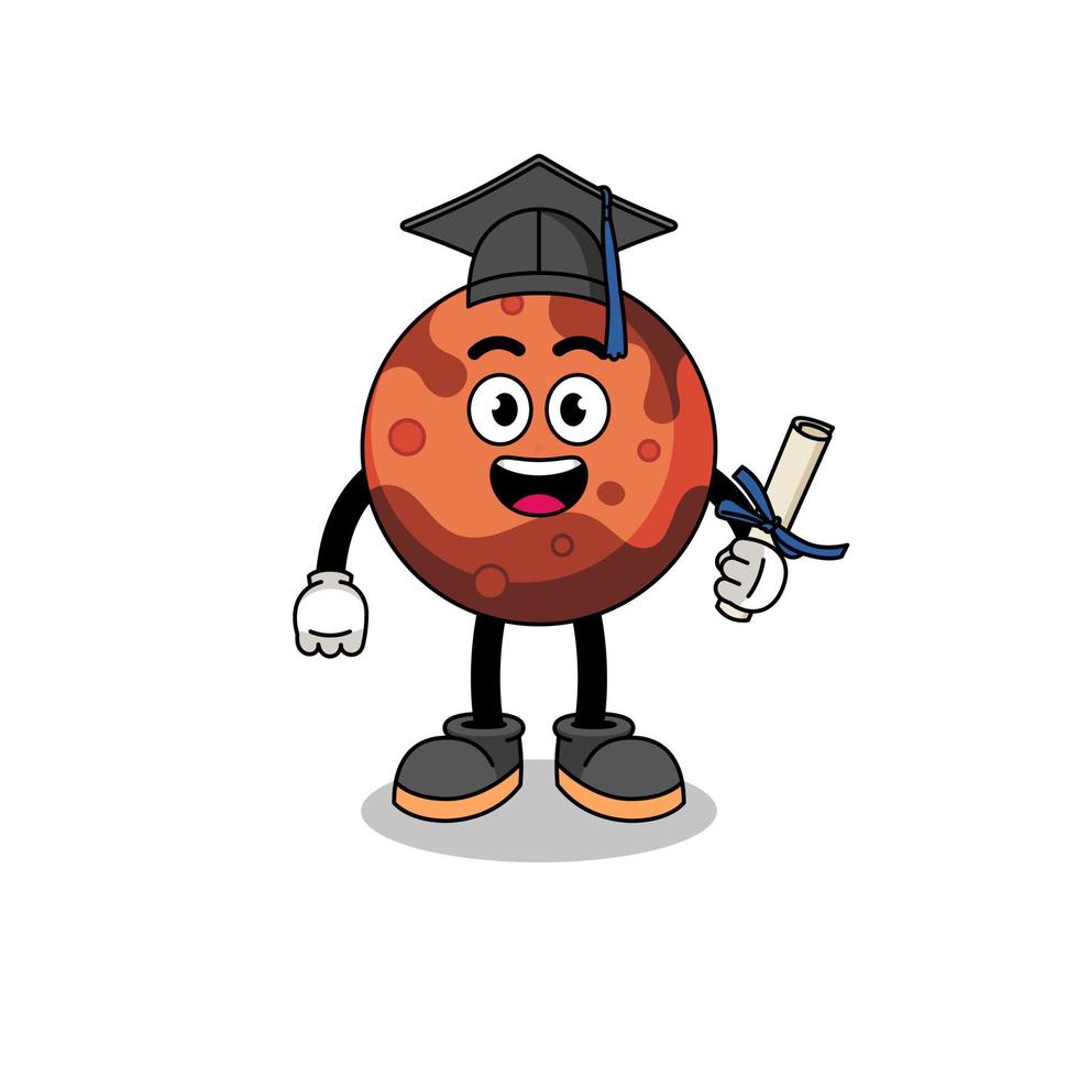 mars planet mascot with graduation pose vector