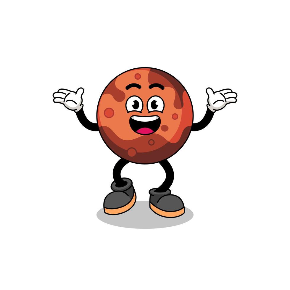 mars planet cartoon searching with happy gesture vector