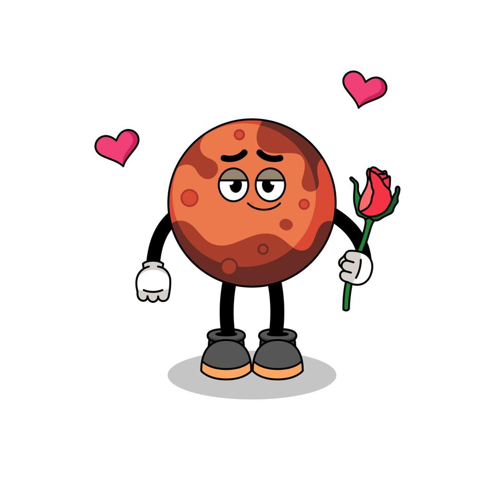 mars planet mascot falling in love vector